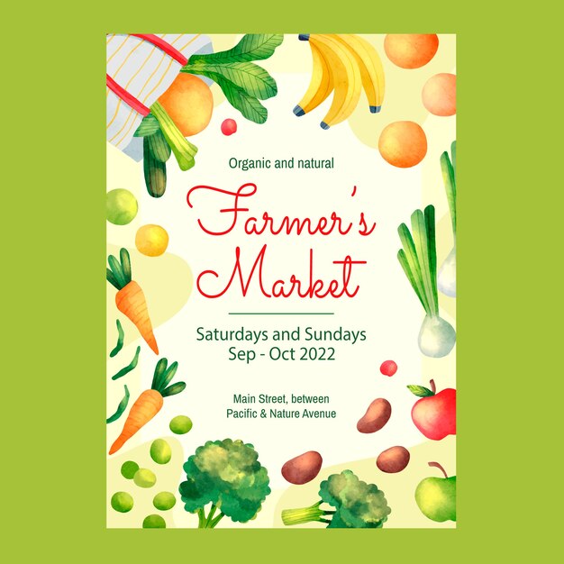 Watercolor farmers market poster
