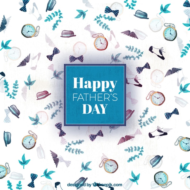 Watercolor father's day background with blue details