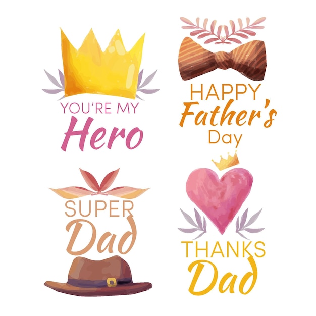 Watercolor father's day badges