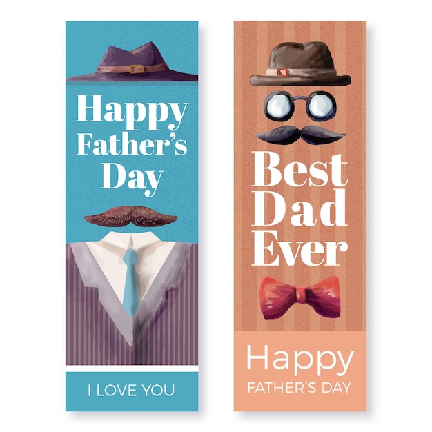 Set di banner per la festa del papà dell'acquerello