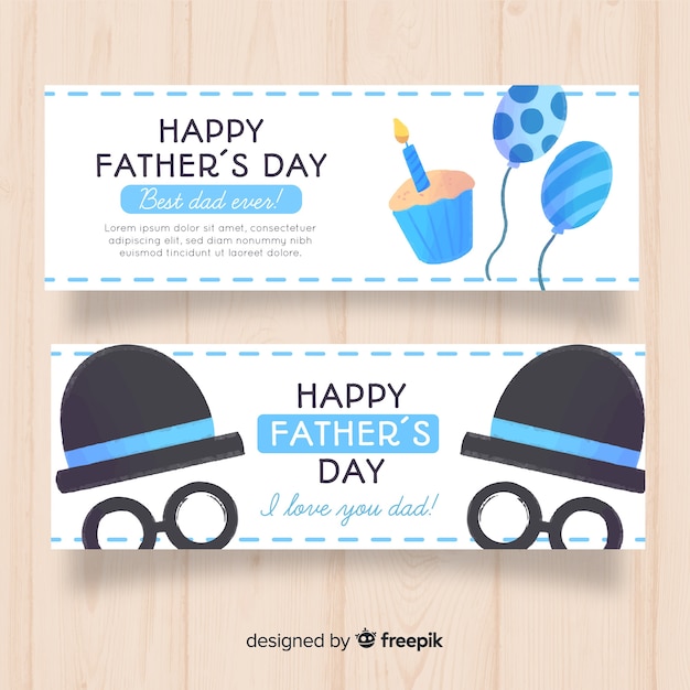 Free vector watercolor father's day banners