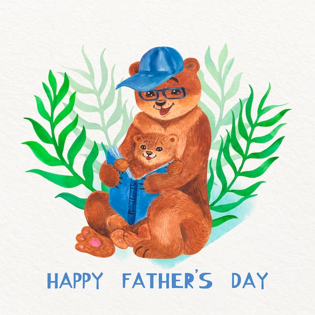 Акварельный день отца с медведями
