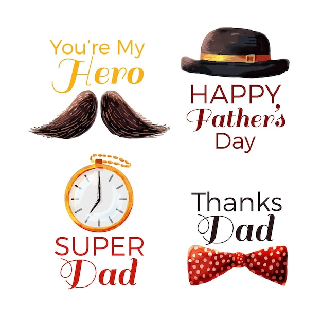 Watercolor father's day labels pack