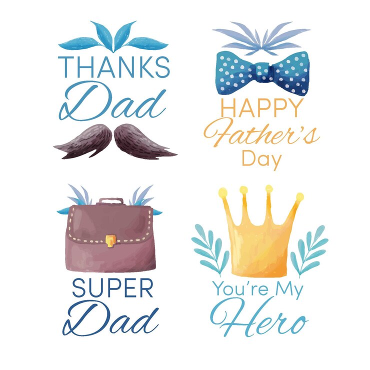 Free Vector watercolor father's day labels