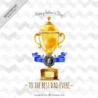 Free vector watercolor father's day trophy