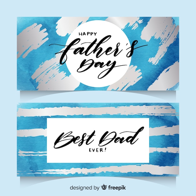 Free vector watercolor fathers day banners