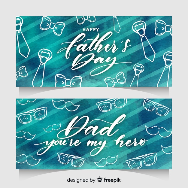 Free vector watercolor fathers day banners