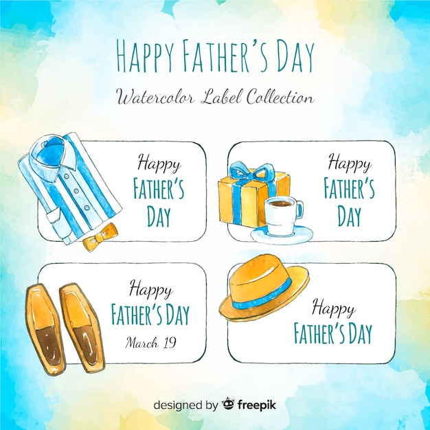 Watercolor fathers day label collection