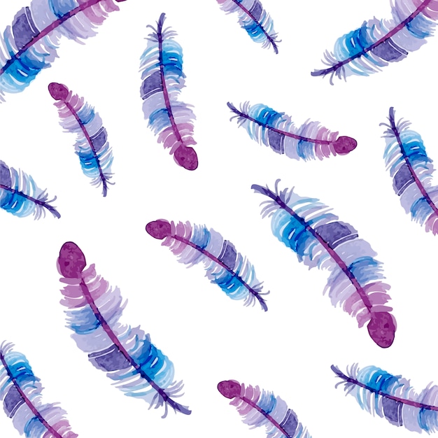 Free vector watercolor feathers pattern background