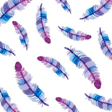 Free Vector | Watercolor feathers pattern background