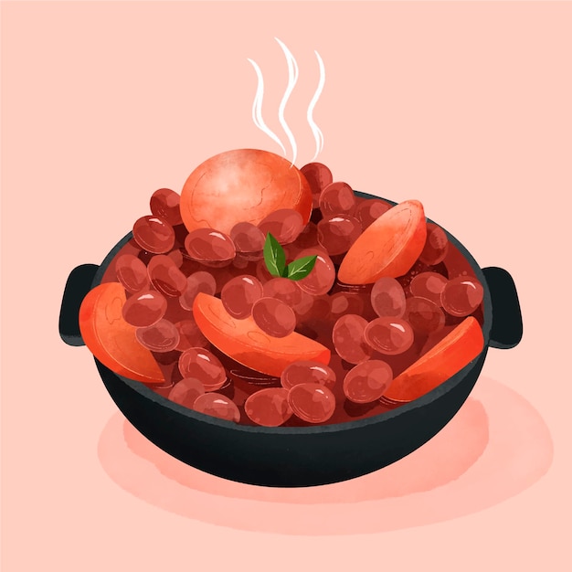 Watercolor feijoada illustration