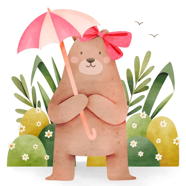 Free vector watercolor female bear illustration