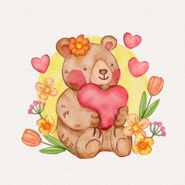 Free vector watercolor female bear illustration