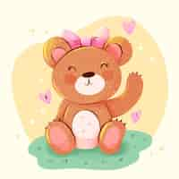 Free vector watercolor female bear illustration