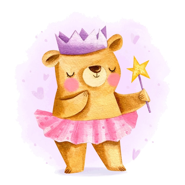 Watercolor female bear illustration