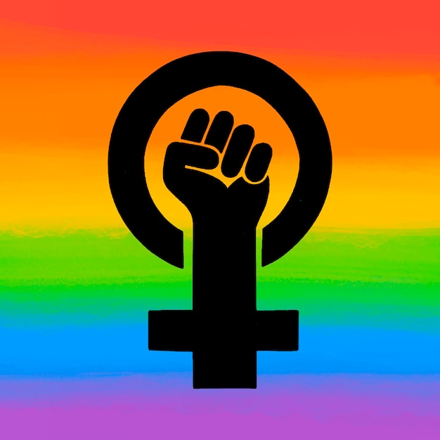 Watercolor feminist lgbt flag