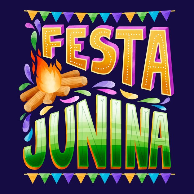 Watercolor festa junina concept