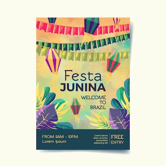 Watercolor festa junina poster template