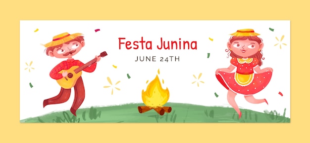 Акварель festas juninas обложка facebook