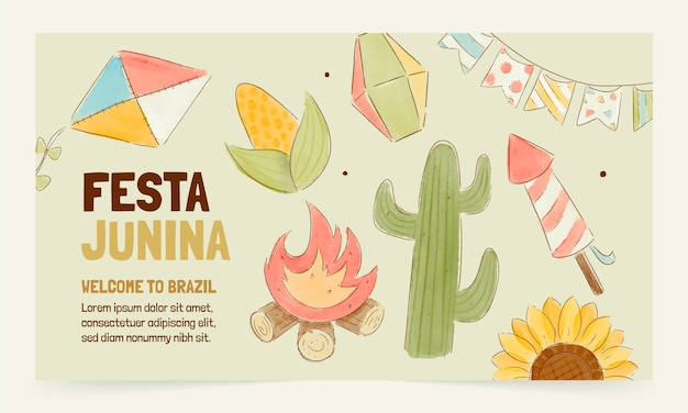 Free vector watercolor festas juninas twitch background