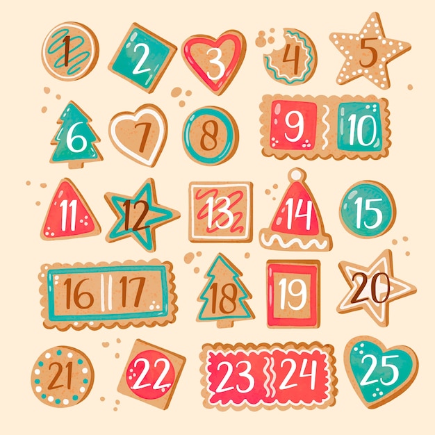 Free vector watercolor festive advent calendar