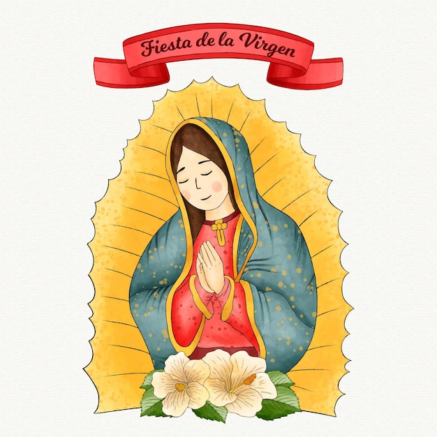 Free vector watercolor fiesta de la virgen