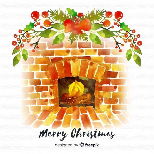 Free vector watercolor fireplace background