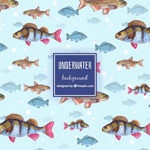 Free vector watercolor fishes background