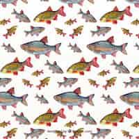 Free vector watercolor fishes pattern