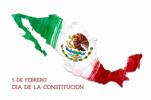 Акварельный флаг день конституции мексики