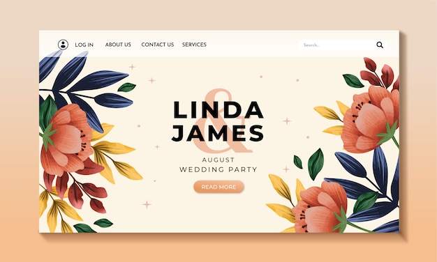 Free vector watercolor flloral  wedding landing page design