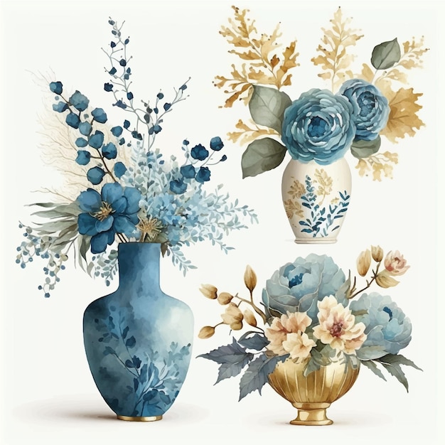 Watercolor floral arrangement collection generative ai