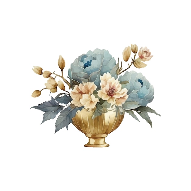 Watercolor floral arrangement collection generative ai