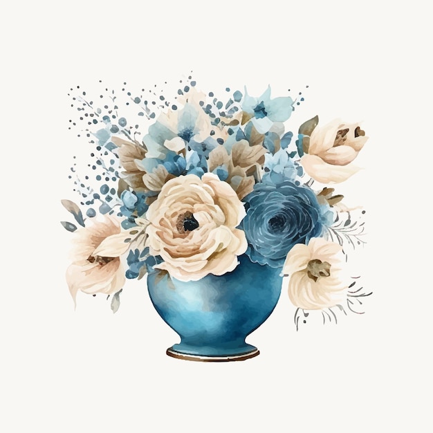 Watercolor floral arrangement collection generative ai