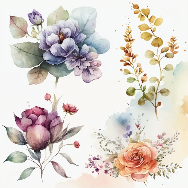 Free Vector watercolor floral arrangement collection generative ai