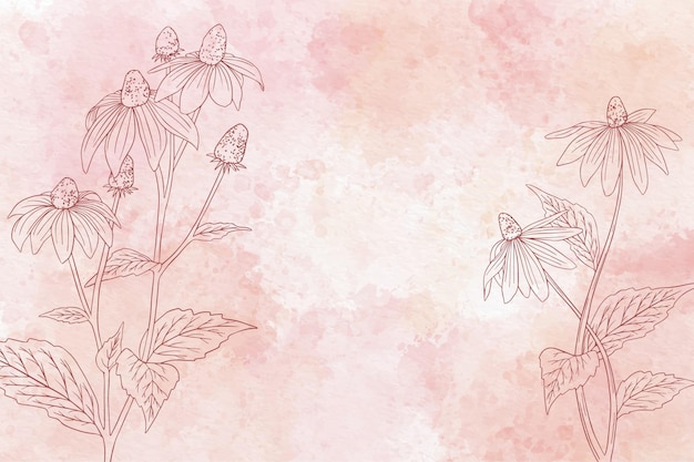 Watercolor floral background in monochrome