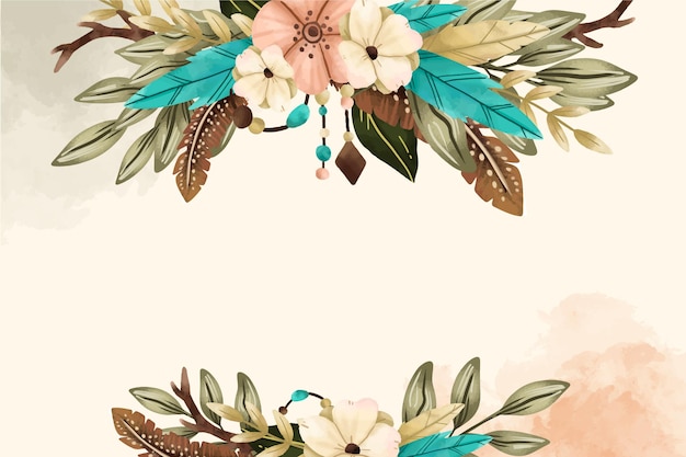 Watercolor floral background with copy space