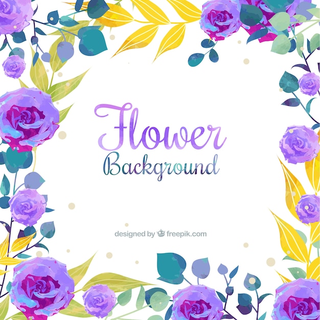 Free vector watercolor floral background with cute roses