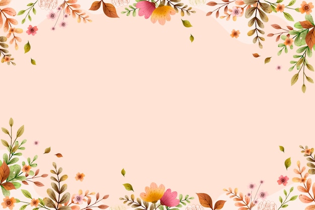 Watercolor floral background with empty space