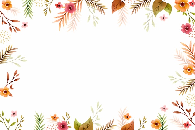 Watercolor floral background with empty space