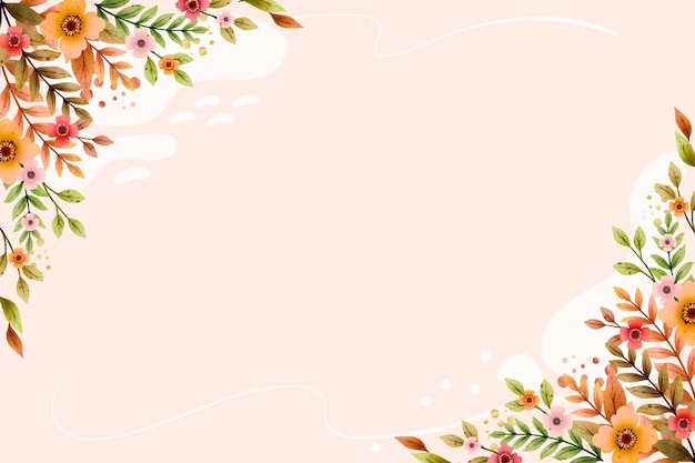 Watercolor floral background with empty space