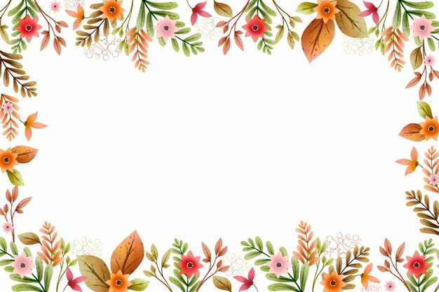 Watercolor floral background with empty space