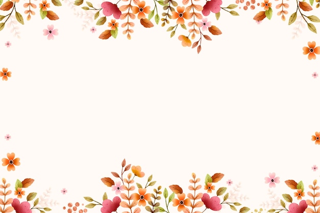 Watercolor floral background with empty space