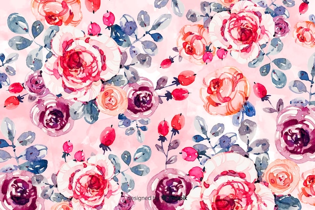 Watercolor floral background with soft colors