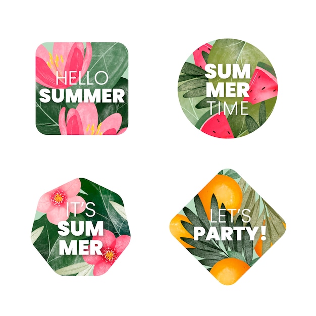 Free vector watercolor floral badges