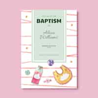 Free vector watercolor floral baptism invitation