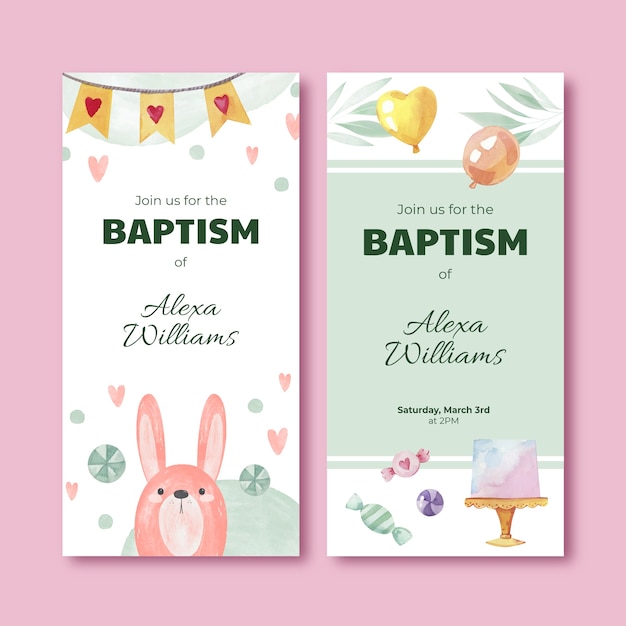 Watercolor floral baptism vertical banner