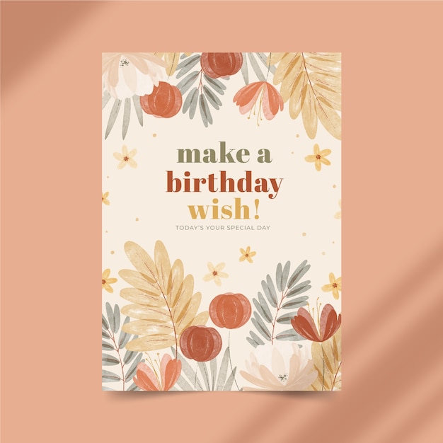 Free vector watercolor floral birthday card