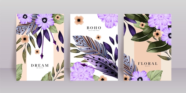 Watercolor floral boho covers