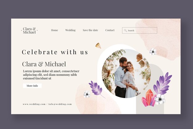 Watercolor floral boho wedding invitation